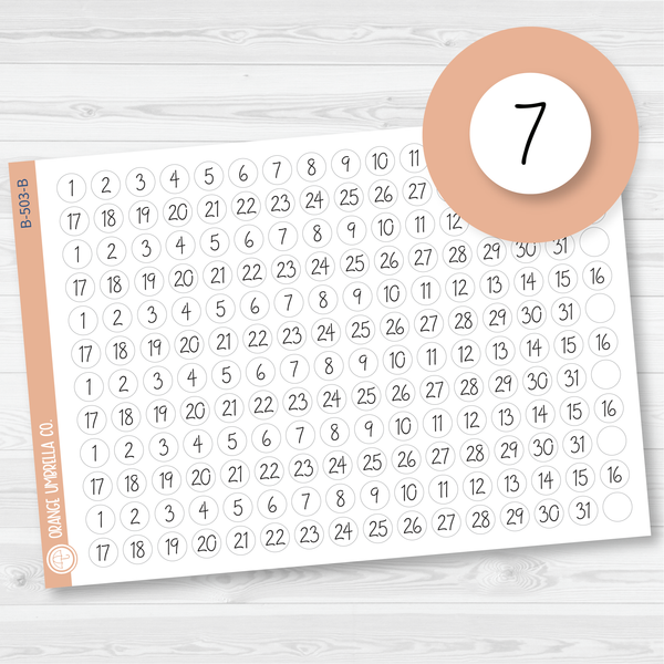 6 Months of Date Dot Covers Planner Stickers | FC12 Script Circle | B-503-B