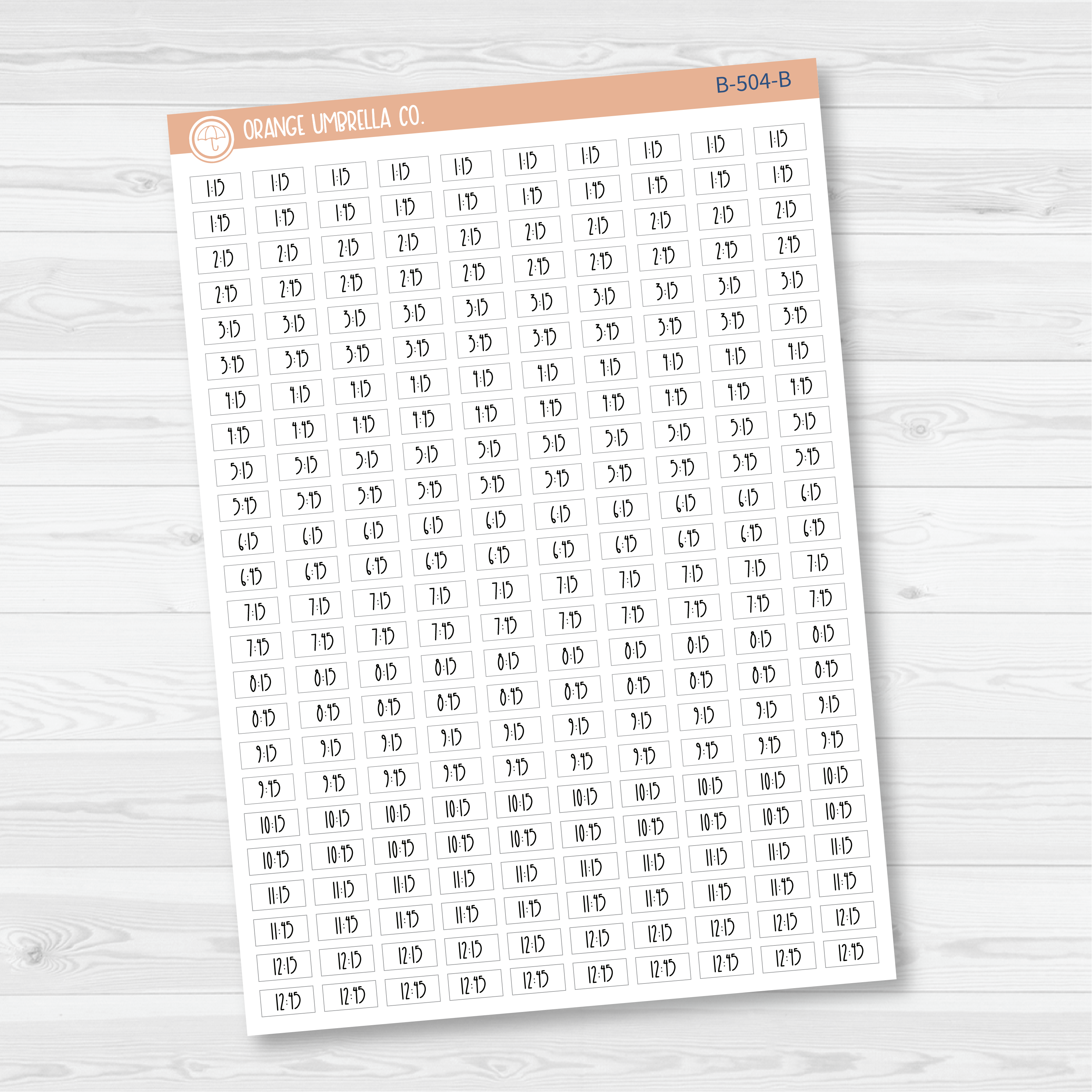 Time - Quarter and 3-Quarter Hour Print Planner Stickers | FC12 Print | B-504