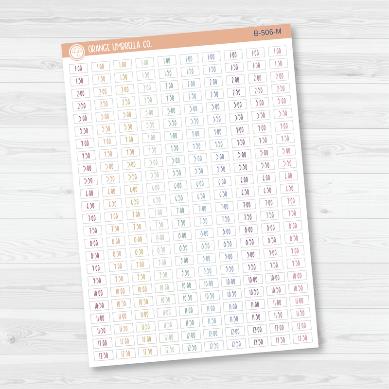 Time - 30-Minute / Hour Print Planner Stickers | FC12 Print | B-506