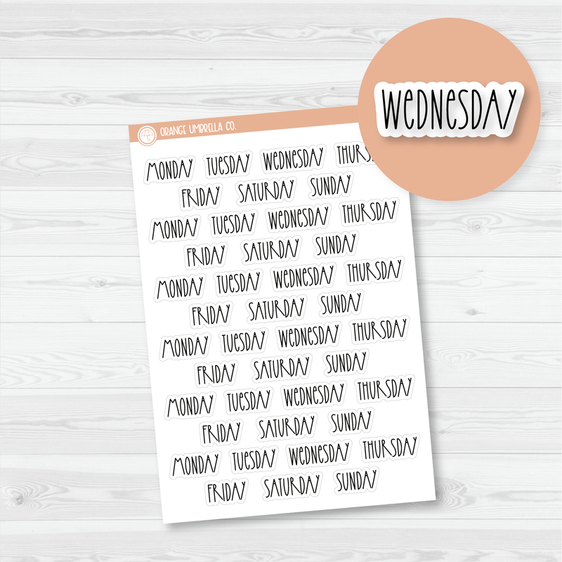 CLEARANCE | A5 Plum Daily Day of the Week Header Script Planner Stickers | FC12 Print | B-513-B
