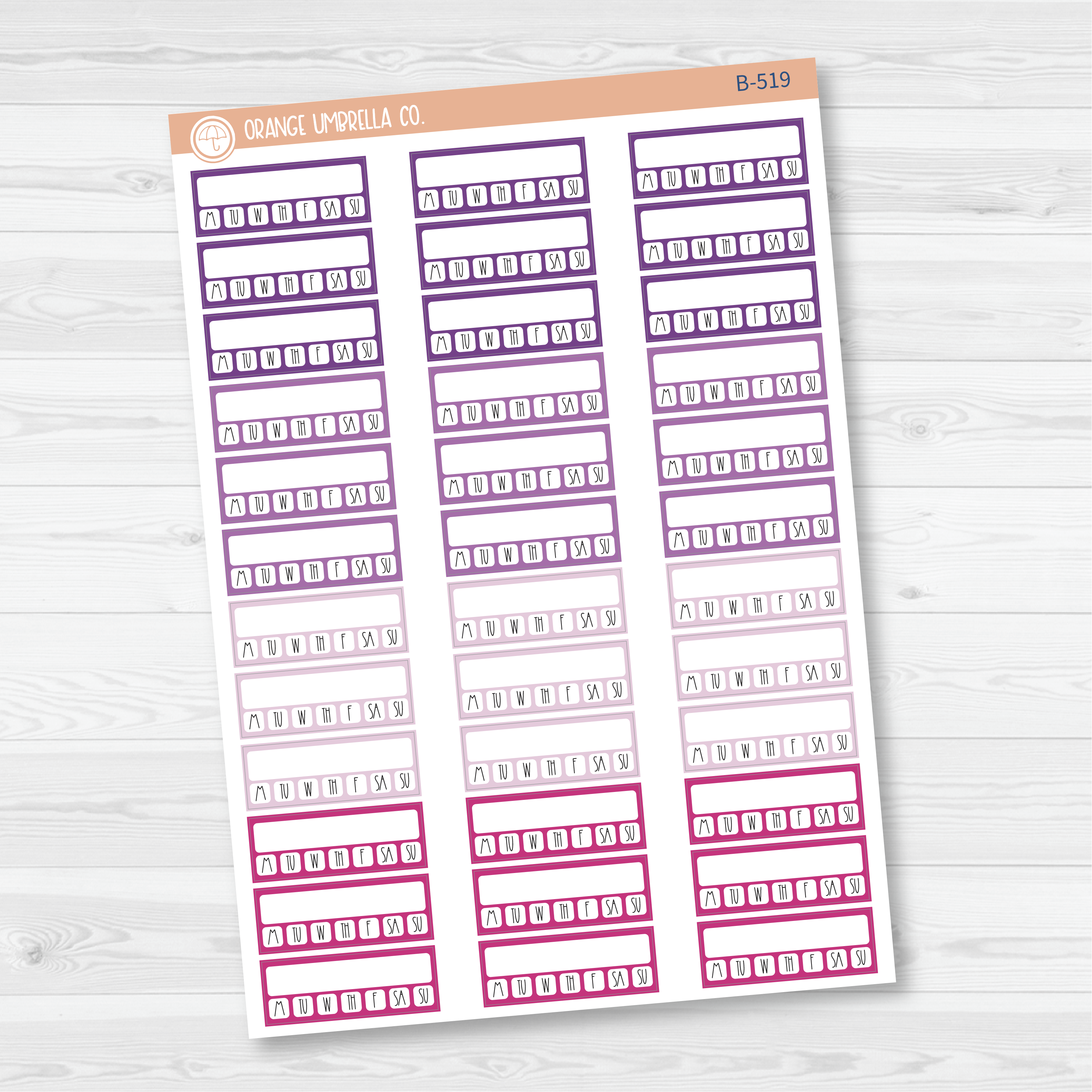 CLEARANCE | Hobonichi Cousin Weekly Habit Tracker Planner Stickers | Brights | B-517-518-519