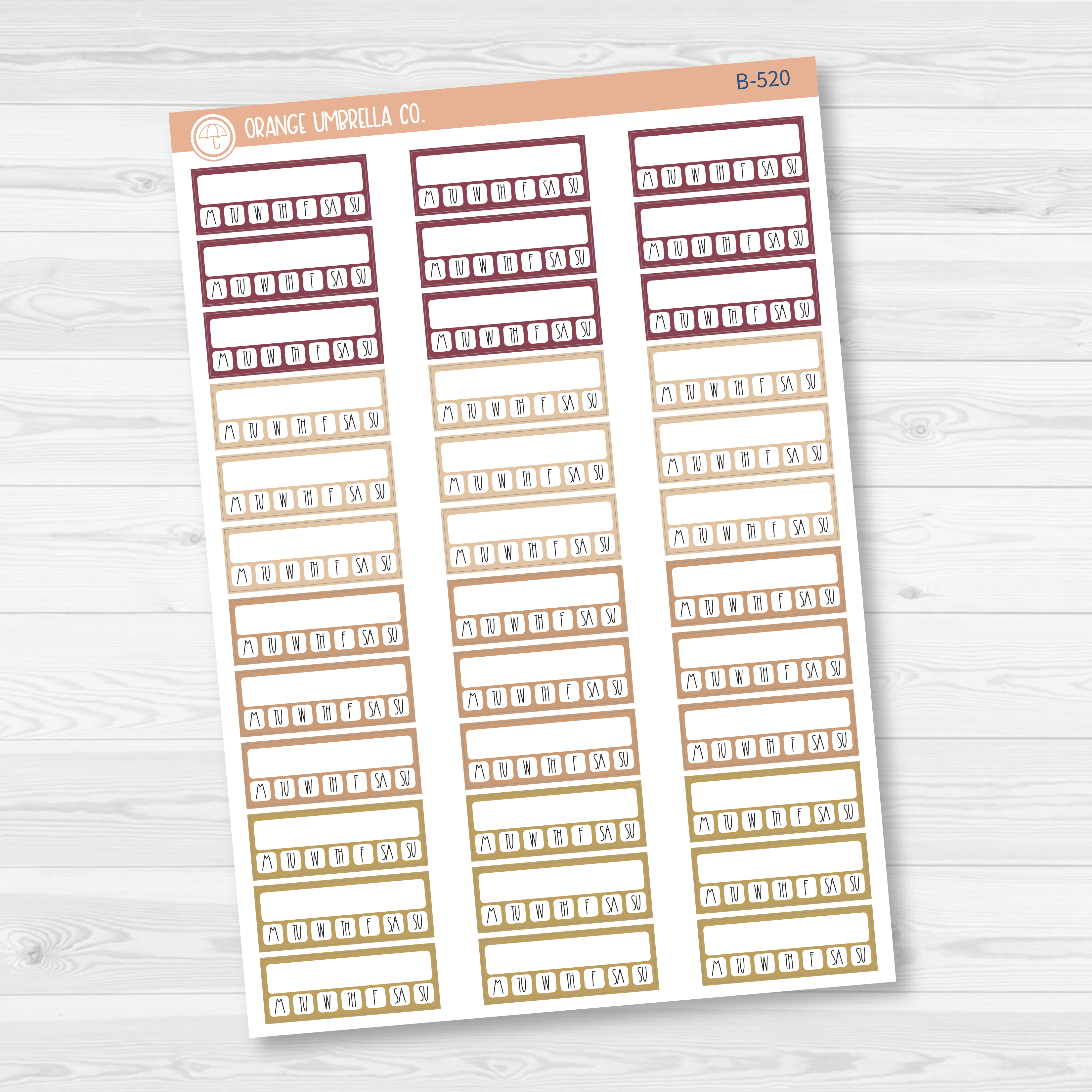 CLEARANCE | Hobonichi Cousin Weekly Habit Tracker Planner Stickers | Muted | B-520-521-522