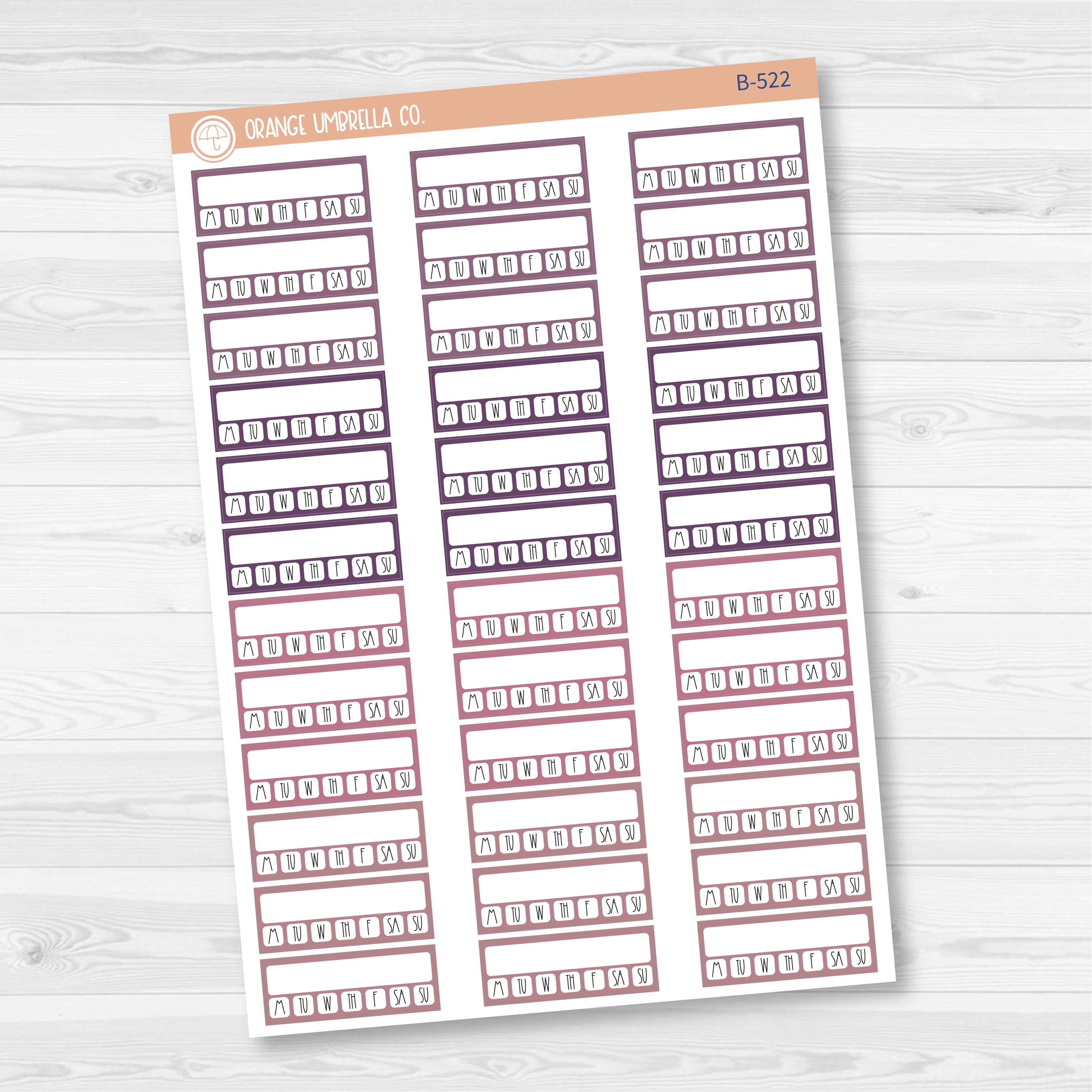 CLEARANCE | Hobonichi Cousin Weekly Habit Tracker Planner Stickers | Muted | B-520-521-522