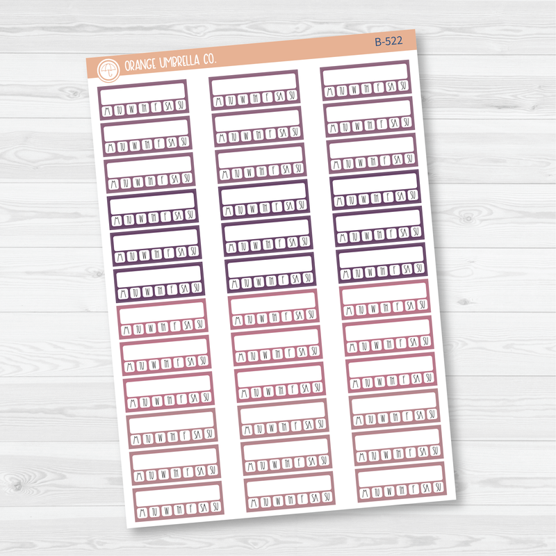 Hobonichi Cousin Weekly Habit Tracker Planner Stickers | Muted | B-520-521-522