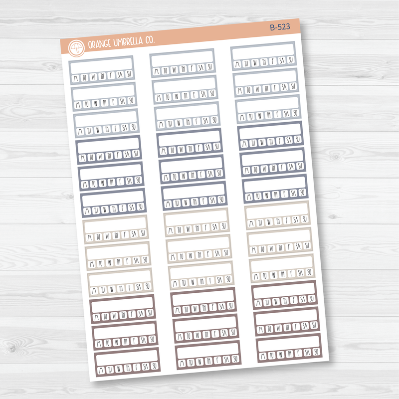 Weekly Habit Tracker - Hobo Cousin Planner Stickers | Neutrals | B-523-524