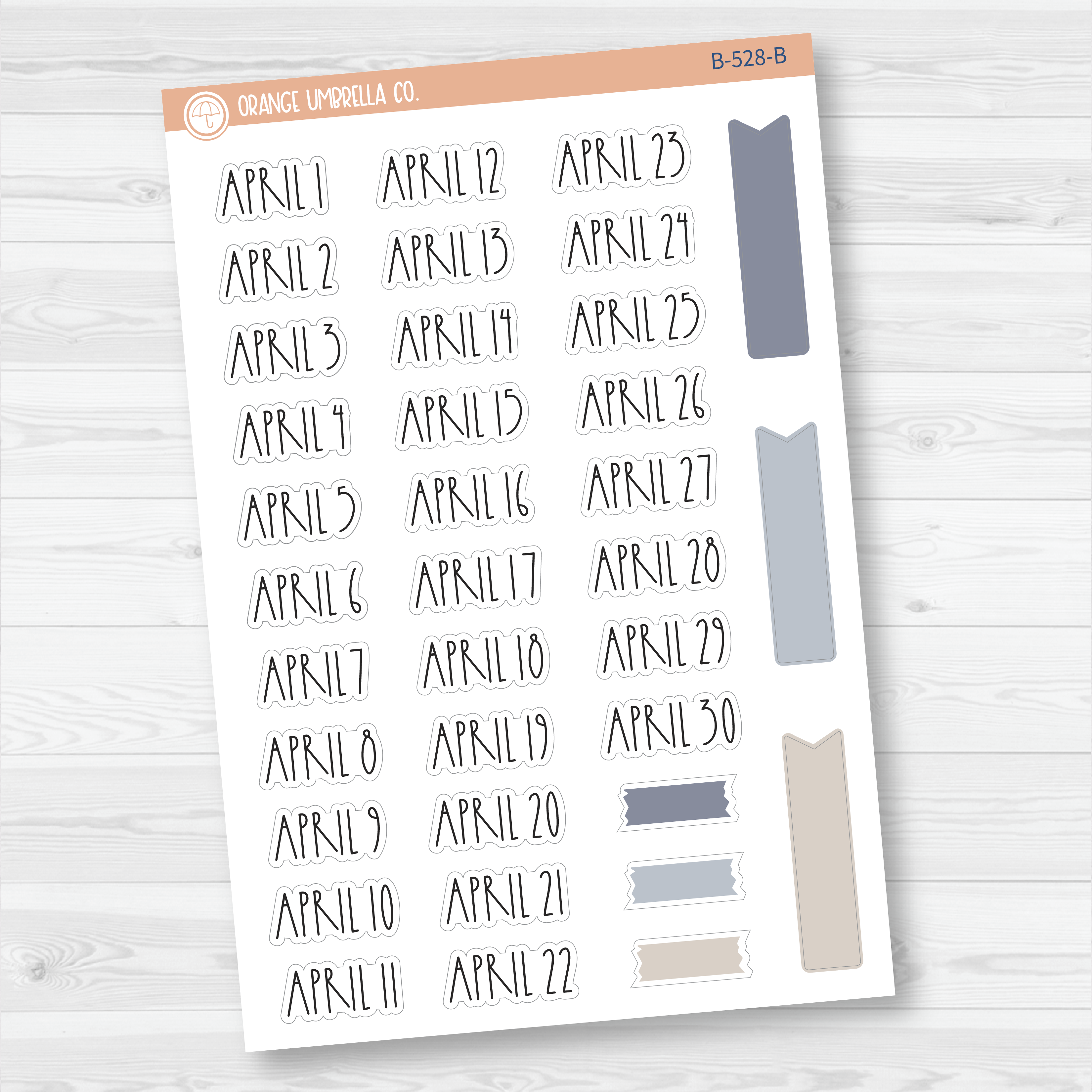 CLEARANCE | Monthly Dates of the Month Planner Stickers | FC12 Print | B-525-B-536