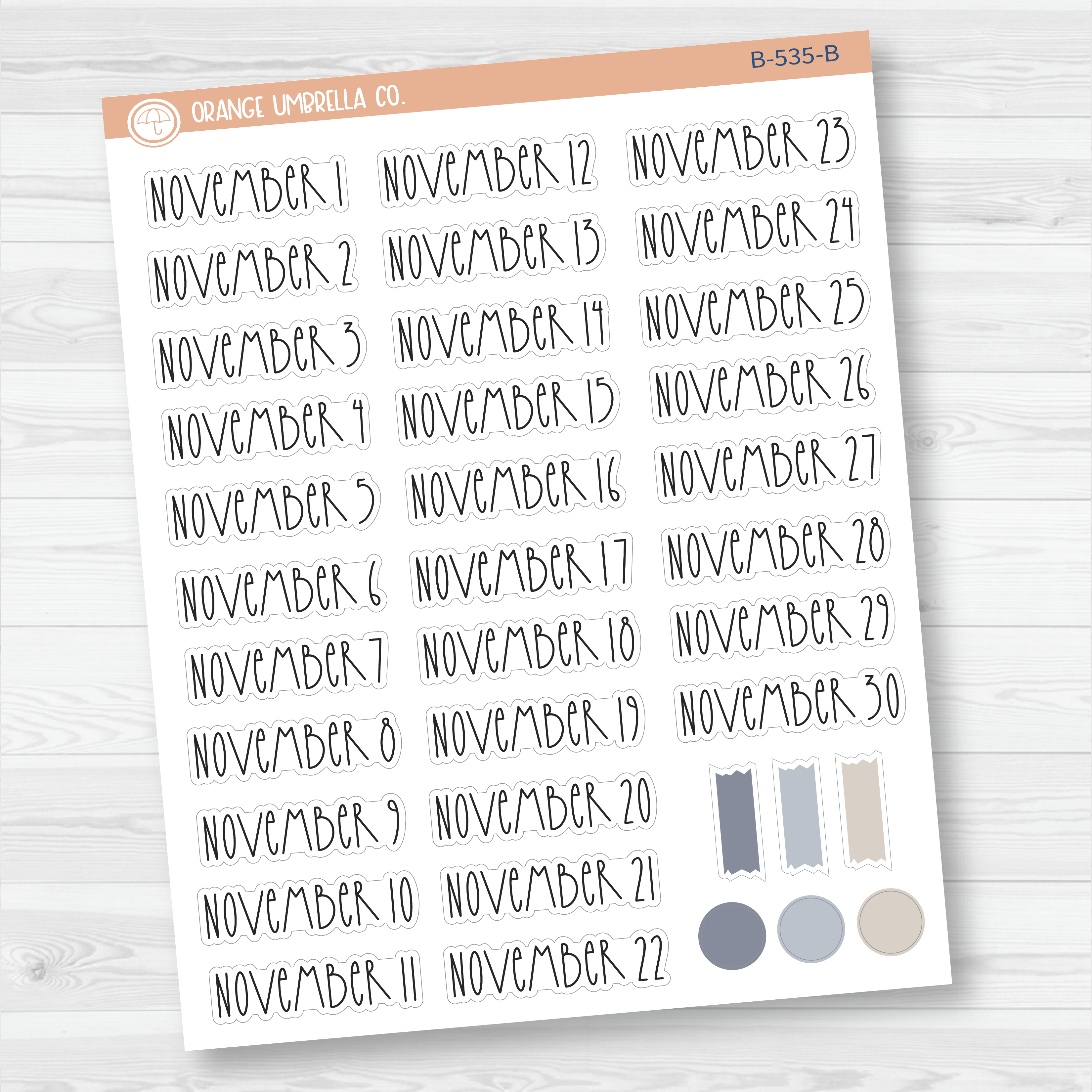 CLEARANCE | Monthly Dates of the Month Planner Stickers | FC12 Print | B-525-B-536