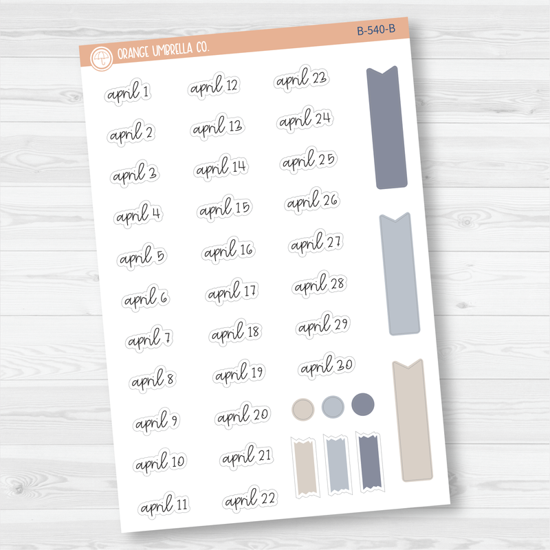 Monthly Dates of the Month Planner Stickers | FC12 Script | B-537-B-548