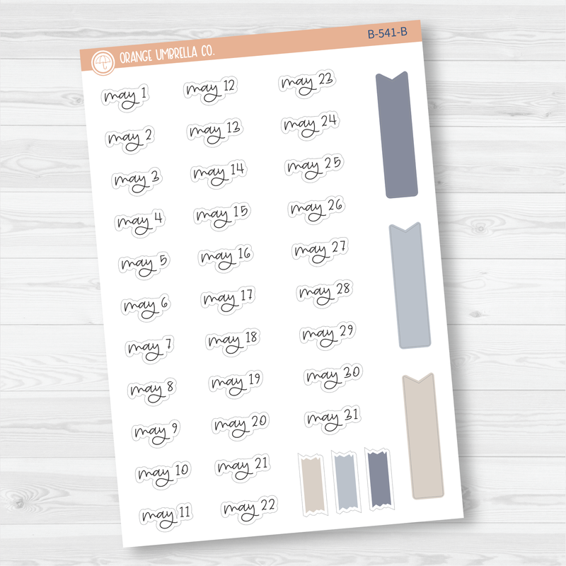 Monthly Dates of the Month Planner Stickers | FC12 Script | B-537-B-548