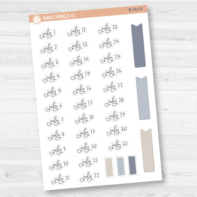 Monthly Dates of the Month Planner Stickers | FC12 Script | B-537-B-548