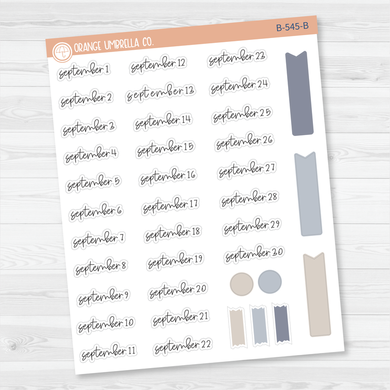 Monthly Dates of the Month Planner Stickers | FC12 Script | B-537-B-548