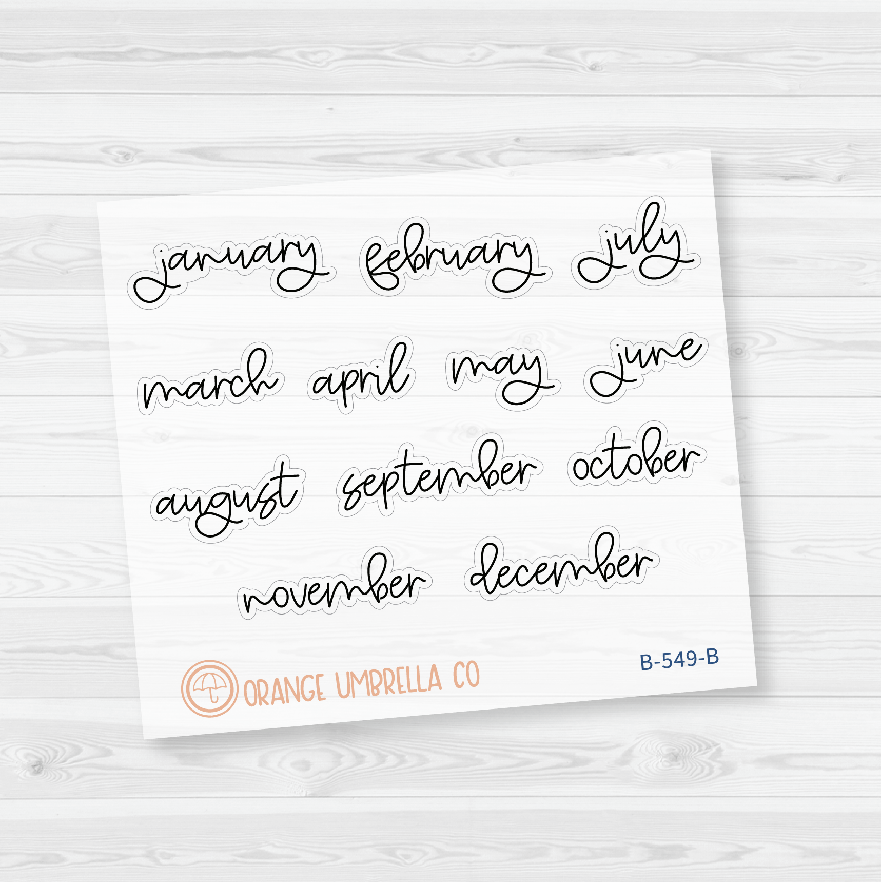 Month Name - A5 Plum Monthly Script Planner Stickers | FC12 Script | B-549-B