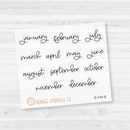 Month Name - A5 Plum Monthly Script Planner Stickers | FC12 Script | B-549-B