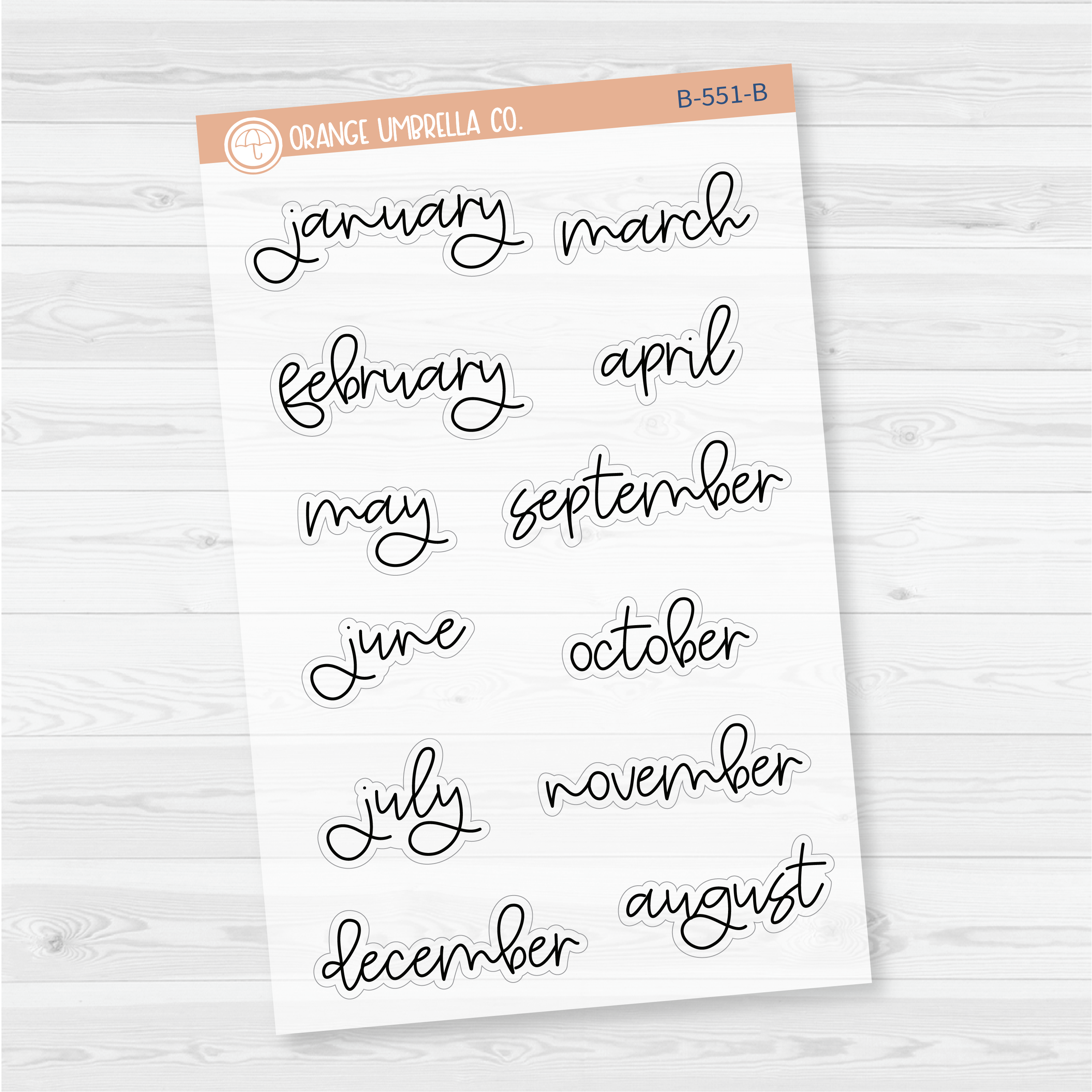 Month Name Planner Stickers - 7x9 Plum & 7x9 Makse Monthly | FC12 Script | B-551-B