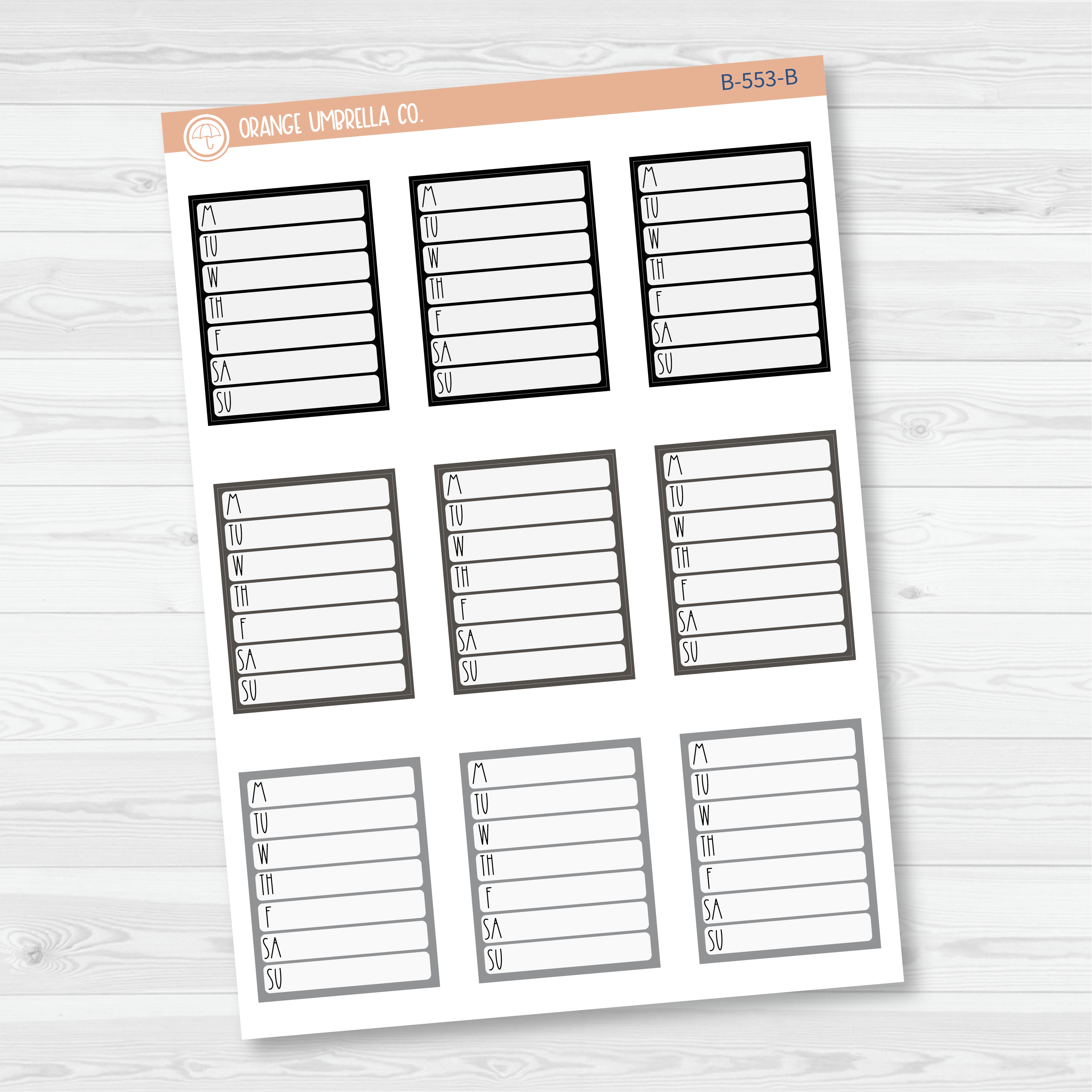 Hobonichi Cousin Side Bar Habit Tracker Planner Stickers | B-553