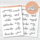 Month Name Header Script Planner Stickers - A5 ECLP Monthly | FC12 Script | B-554-B