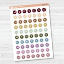 Journaling Watercolor Day of Week Circle Cover Planner Stickers | B-561