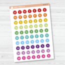 Journaling Watercolor Day of Week Circle Cover Planner Stickers | B-561