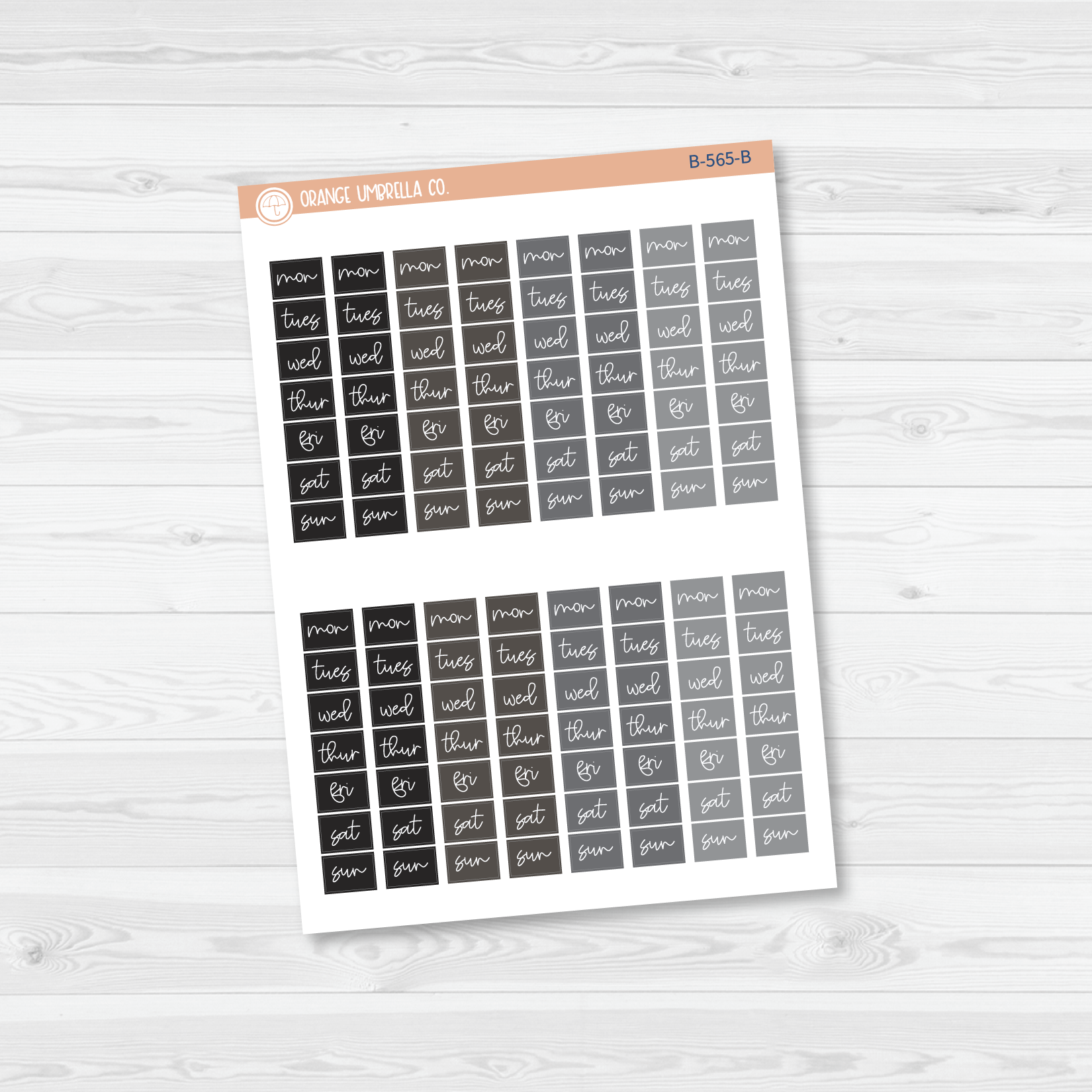 Hobonichi Cousin Day Of Week Color Block Date Cover Planner Stickers | FC12 Cursive | B-565