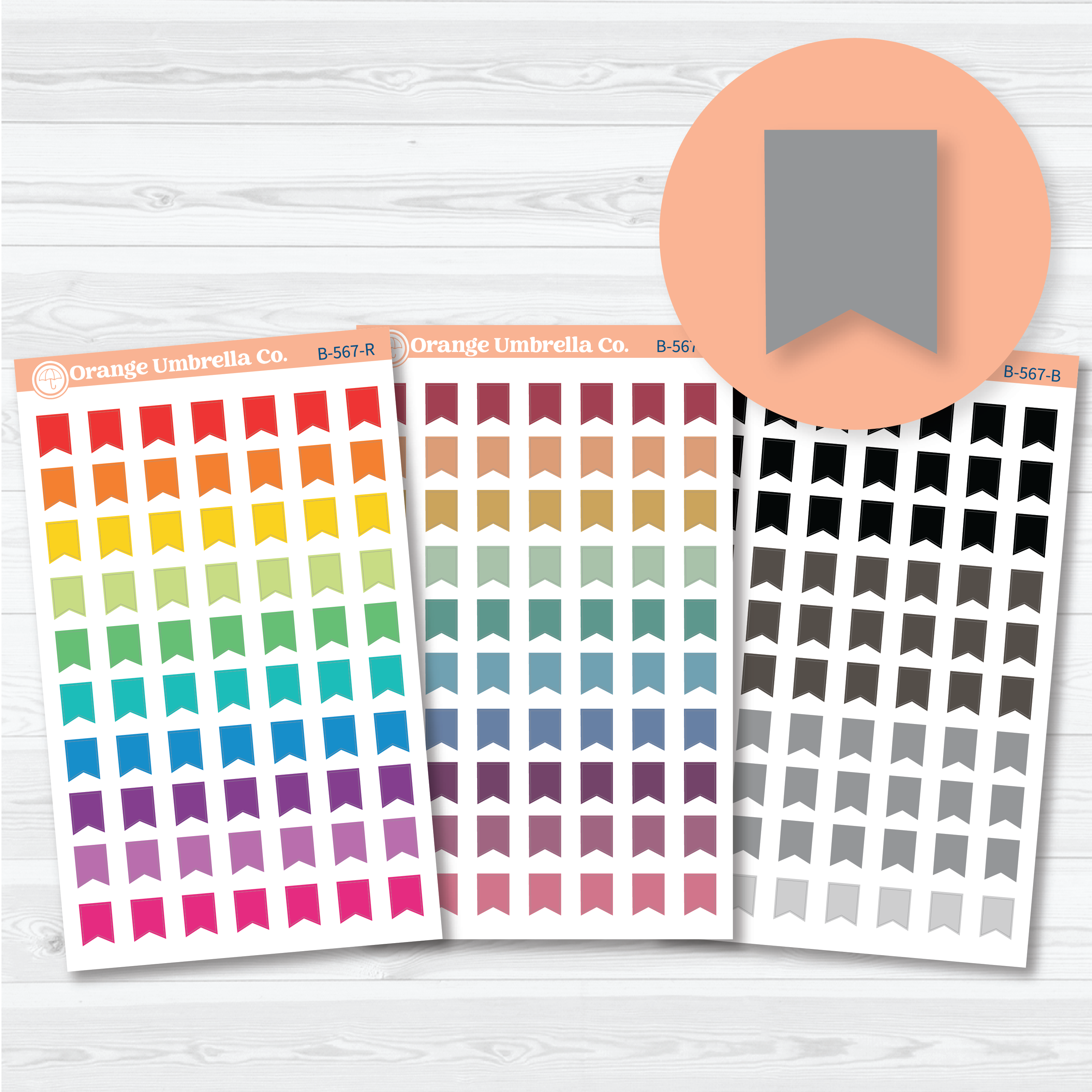 Hobonichi Cousin Mini Flag Planner Stickers | B-567