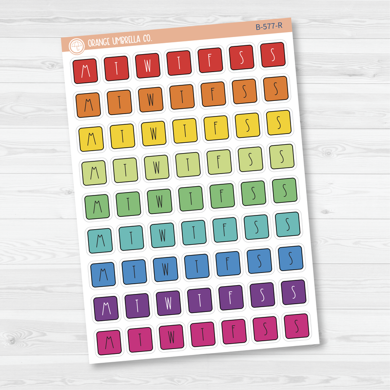 Weekday Letter Covers Planner Stickers | FC12 Print | B-577