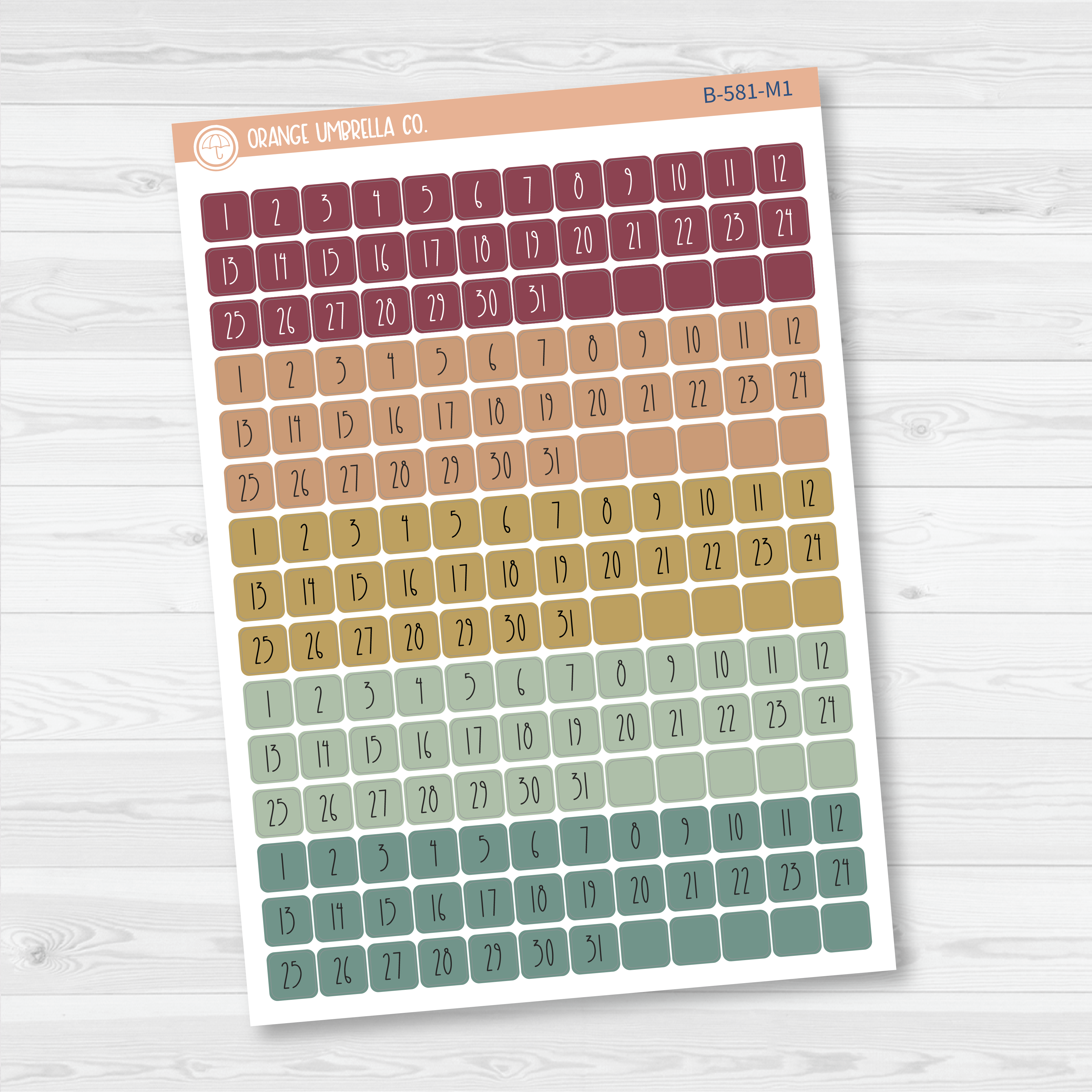 CLEARANCE | Date Dots - 5 Months Planner Stickers | Square FC12 Print | B-581