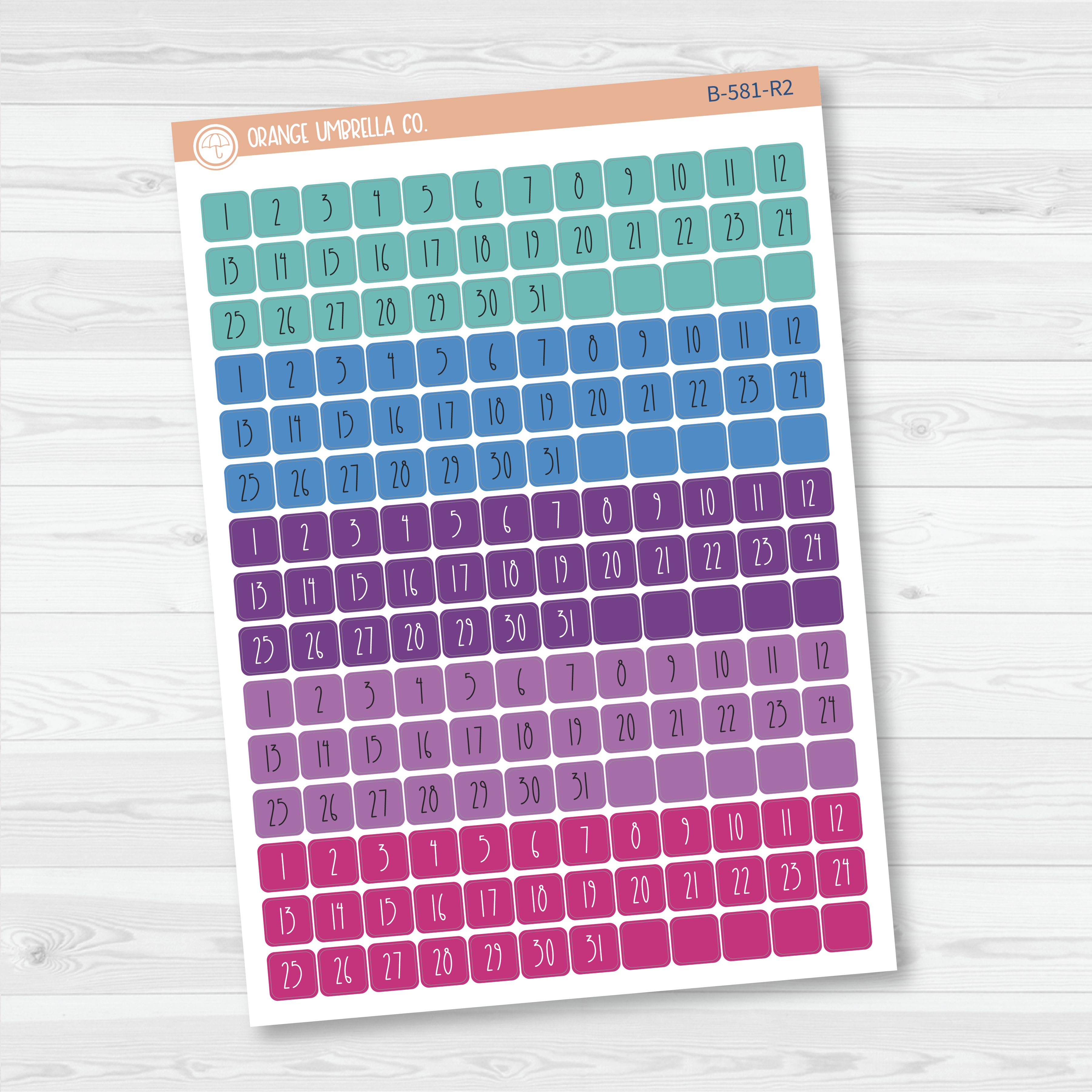 CLEARANCE | Date Dots - 5 Months Planner Stickers | Square FC12 Print | B-581