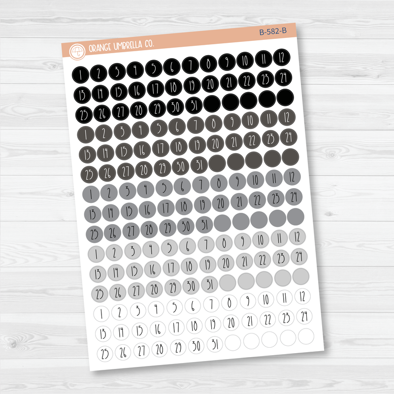 Date Dots - 5 Months Planner Stickers | Circle FC12 Print | B-582