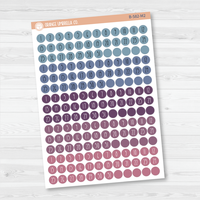 Date Dots - 5 Months Planner Stickers | Circle FC12 Print | B-582