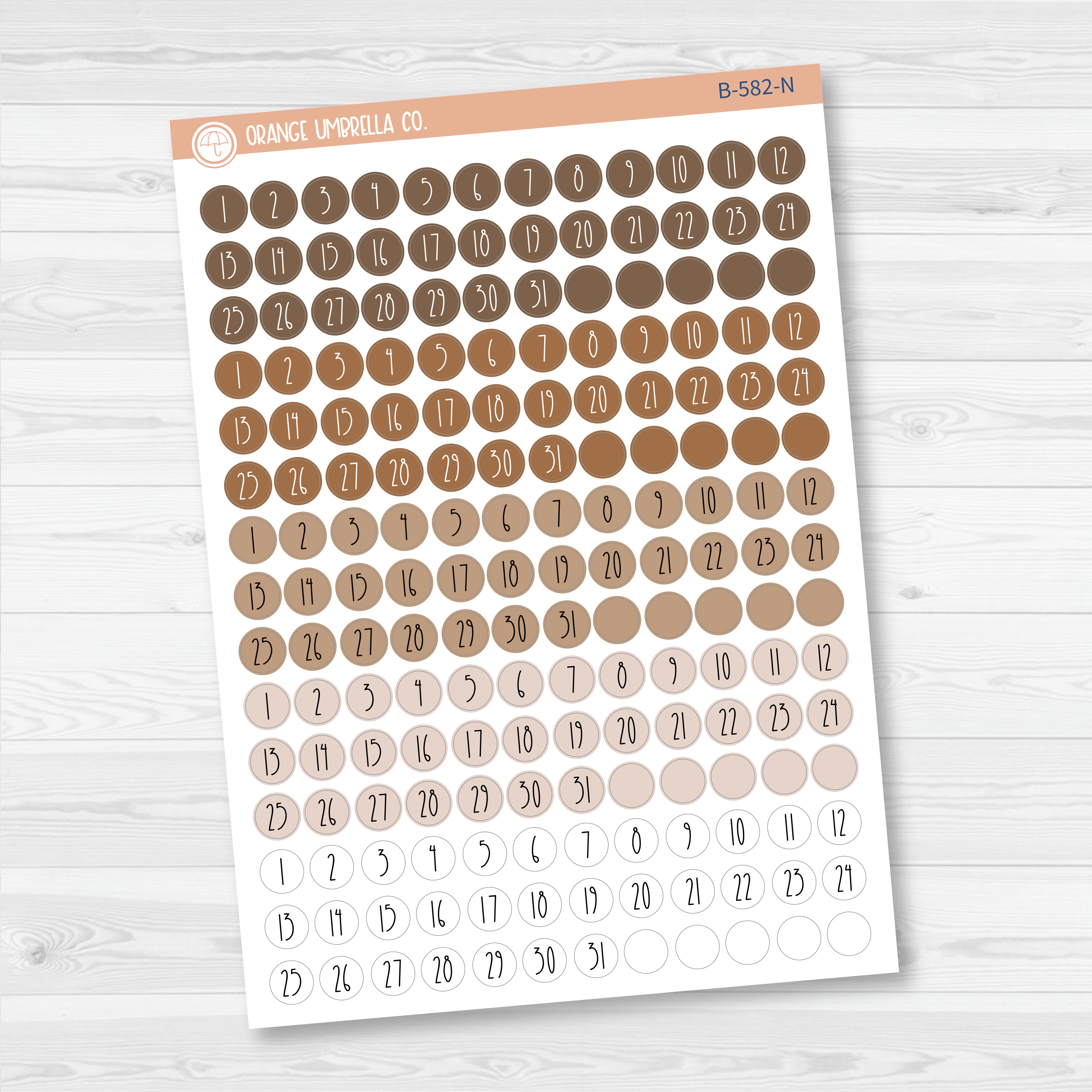 Date Dots - 5 Months Planner Stickers | Circle FC12 Print | B-582