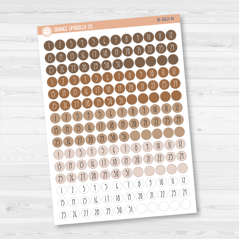 Date Dots - 5 Months Planner Stickers | Circle FC12 Print | B-582