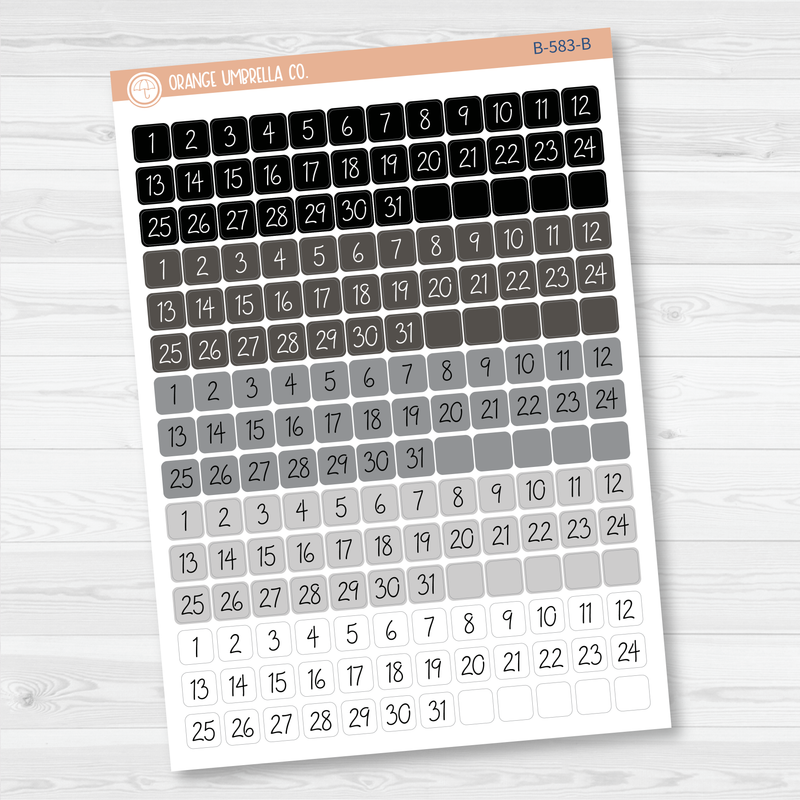 Date Dots - 5 Months Planner Stickers | Square FC12 Script | B-583