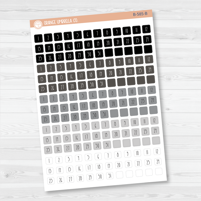 Mini Date Dots - 5 Months Planner Stickers | Square FC12 Print | B-585