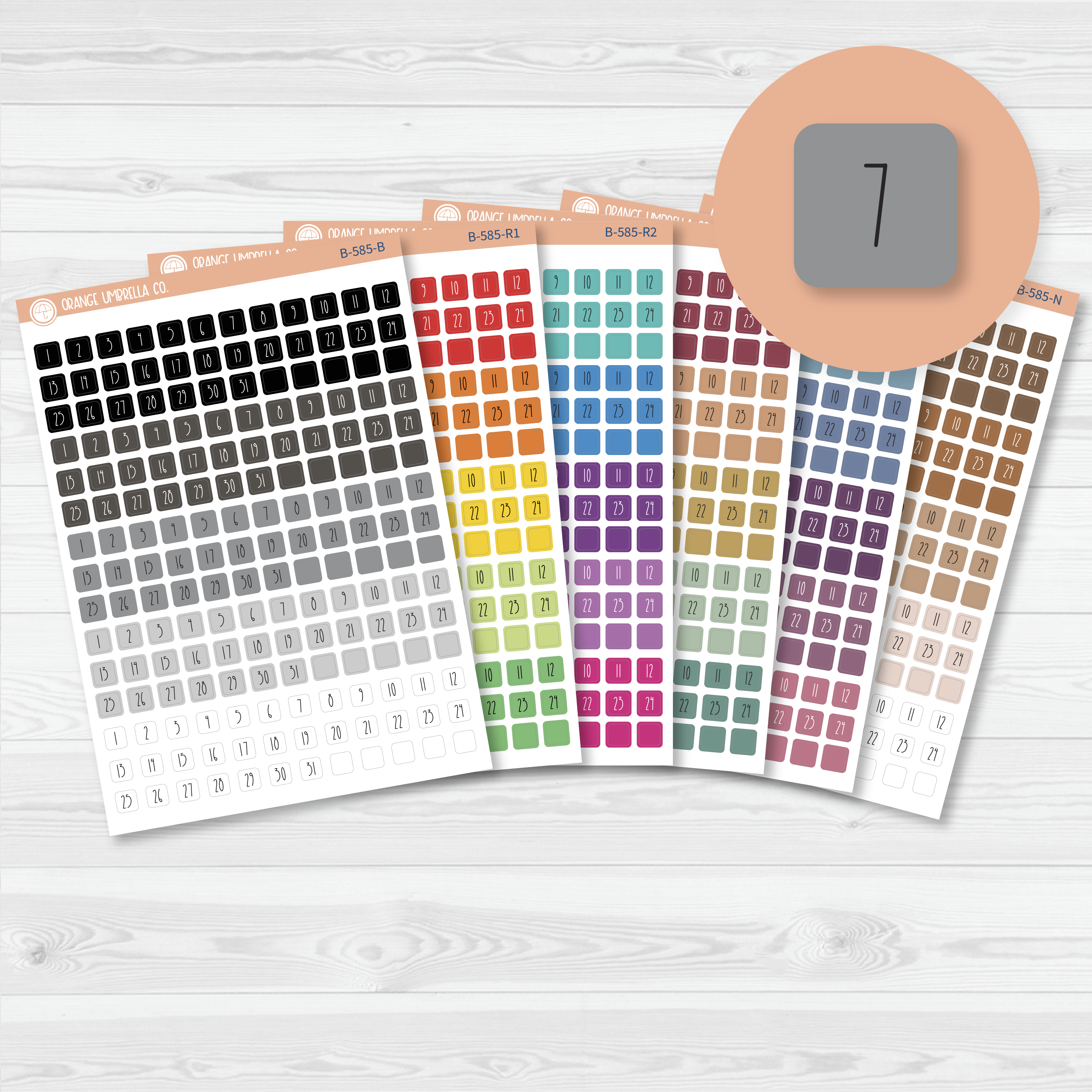 CLEARANCE | Mini Date Dots - 5 Months Planner Stickers | Square FC12 Print | B-585