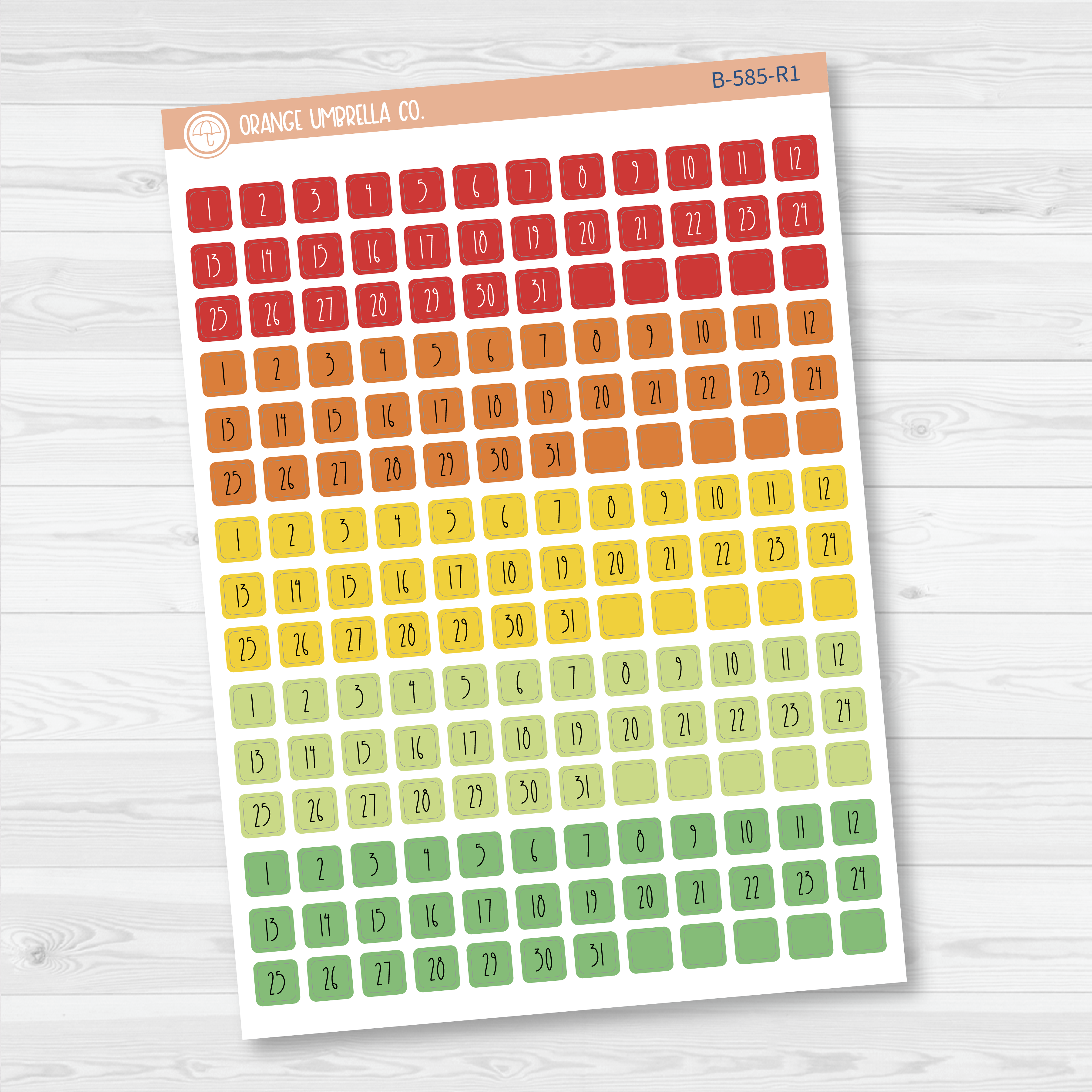 CLEARANCE | Mini Date Dots - 5 Months Planner Stickers | Square FC12 Print | B-585