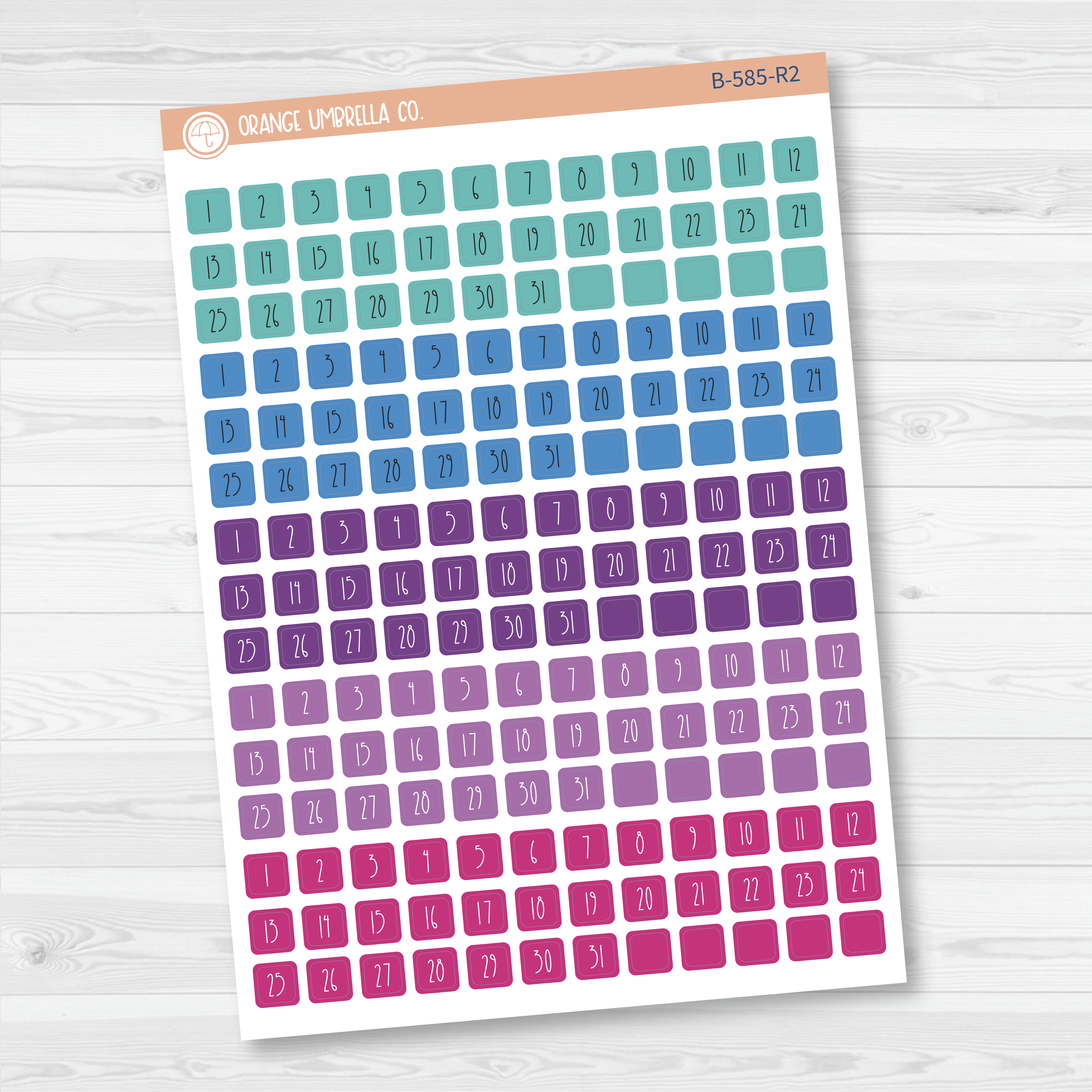 CLEARANCE | Mini Date Dots - 5 Months Planner Stickers | Square FC12 Print | B-585