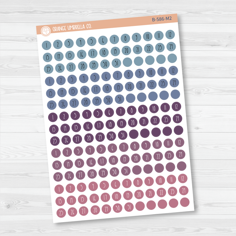 Tiny Date Dots - 5 Months Planner Stickers | Circle FC12 Print | B-586