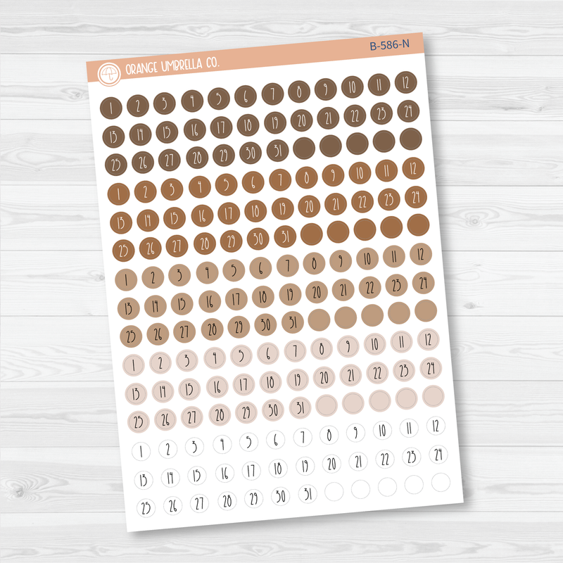 Tiny Date Dots - 5 Months Planner Stickers | Circle FC12 Print | B-586