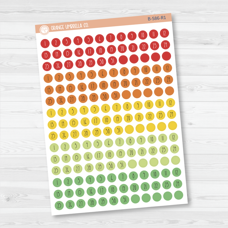 Tiny Date Dots - 5 Months Planner Stickers | Circle FC12 Print | B-586