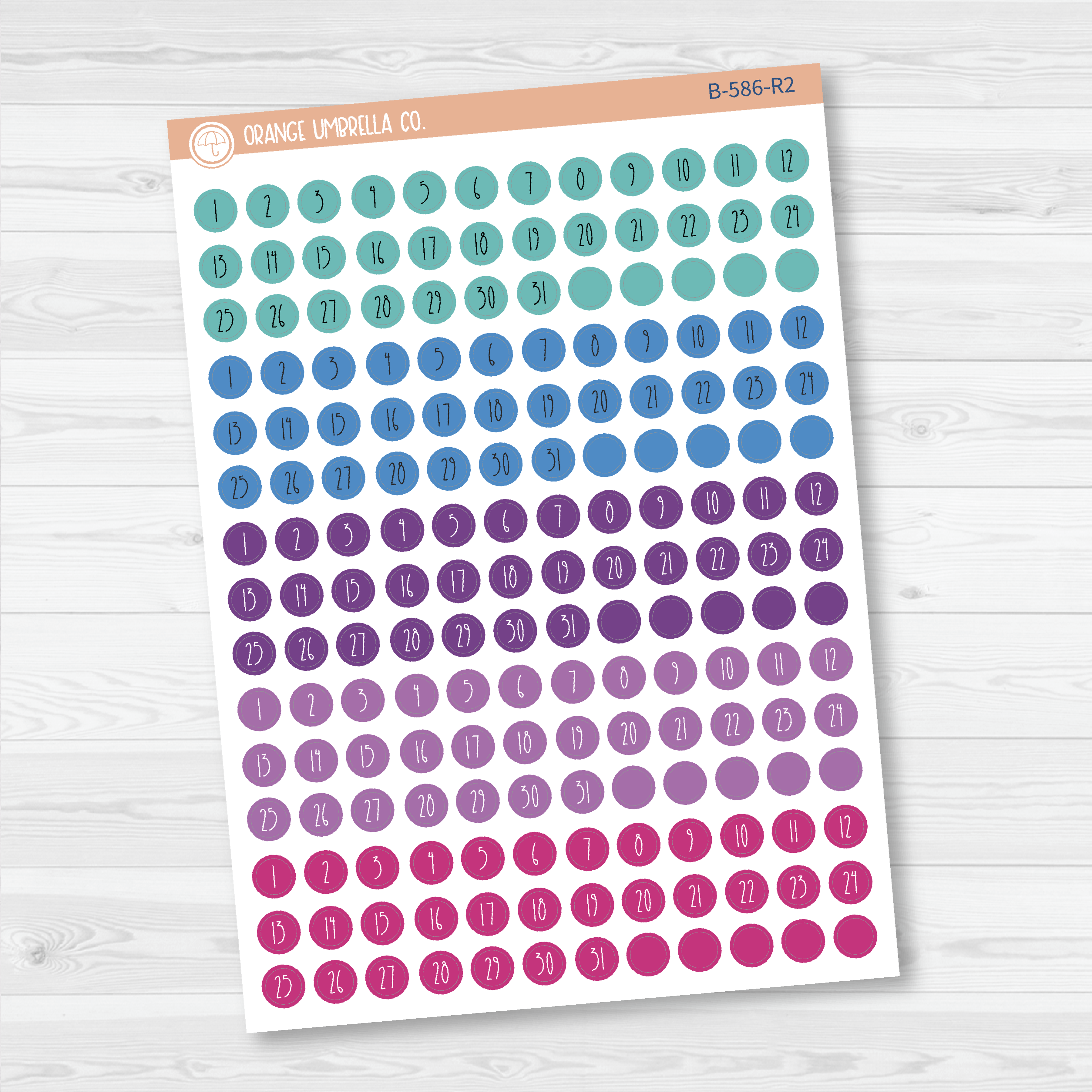 CLEARANCE | Tiny Date Dots - 5 Months Planner Stickers | Circle FC12 Print | B-586
