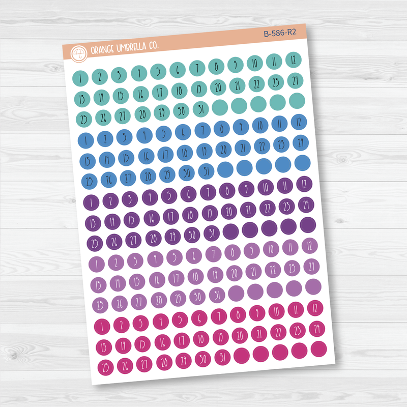 Tiny Date Dots - 5 Months Planner Stickers | Circle FC12 Print | B-586