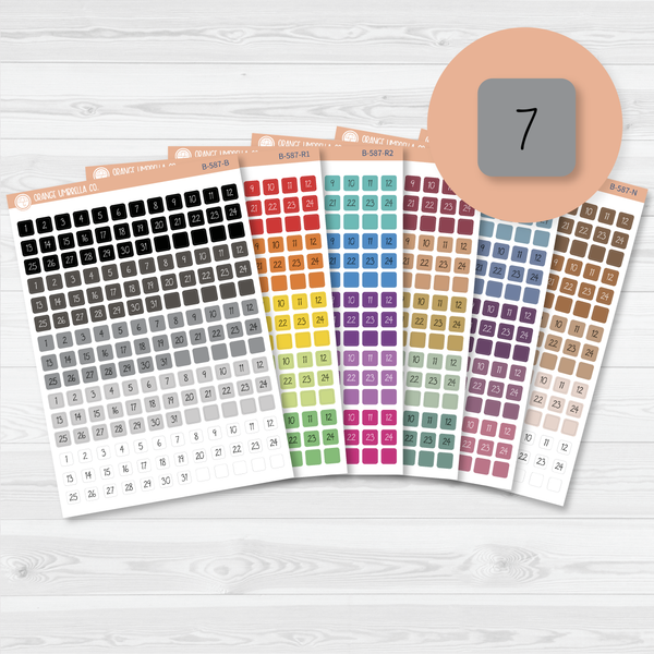 Mini Date Dots - 5 Months Planner Stickers | Square FC12 Script | B-587