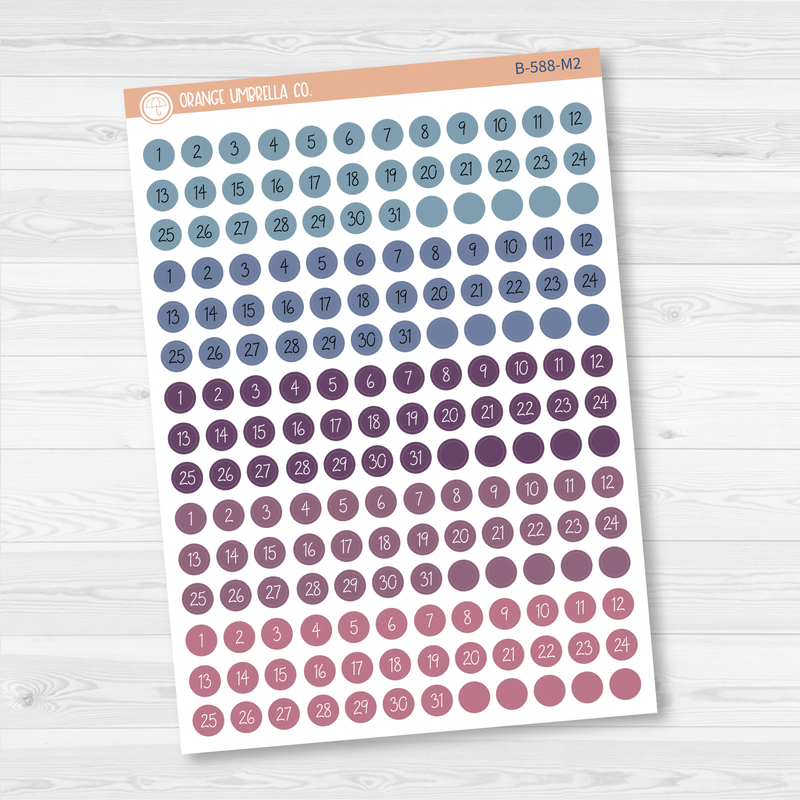 Tiny Date Dots - 5 Months Planner Stickers | Circle FC12 Script | B-588