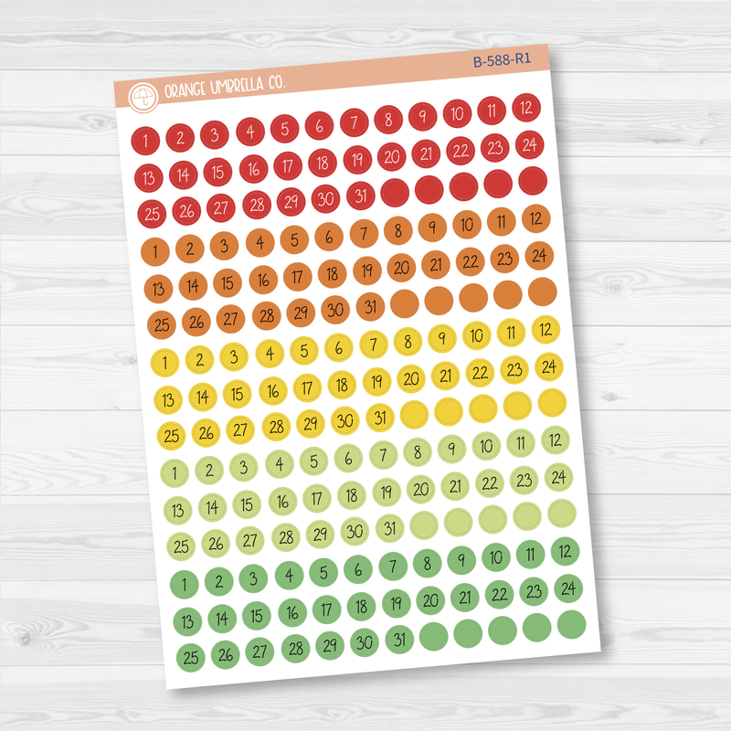 Tiny Date Dots - 5 Months Planner Stickers | Circle FC12 Script | B-588