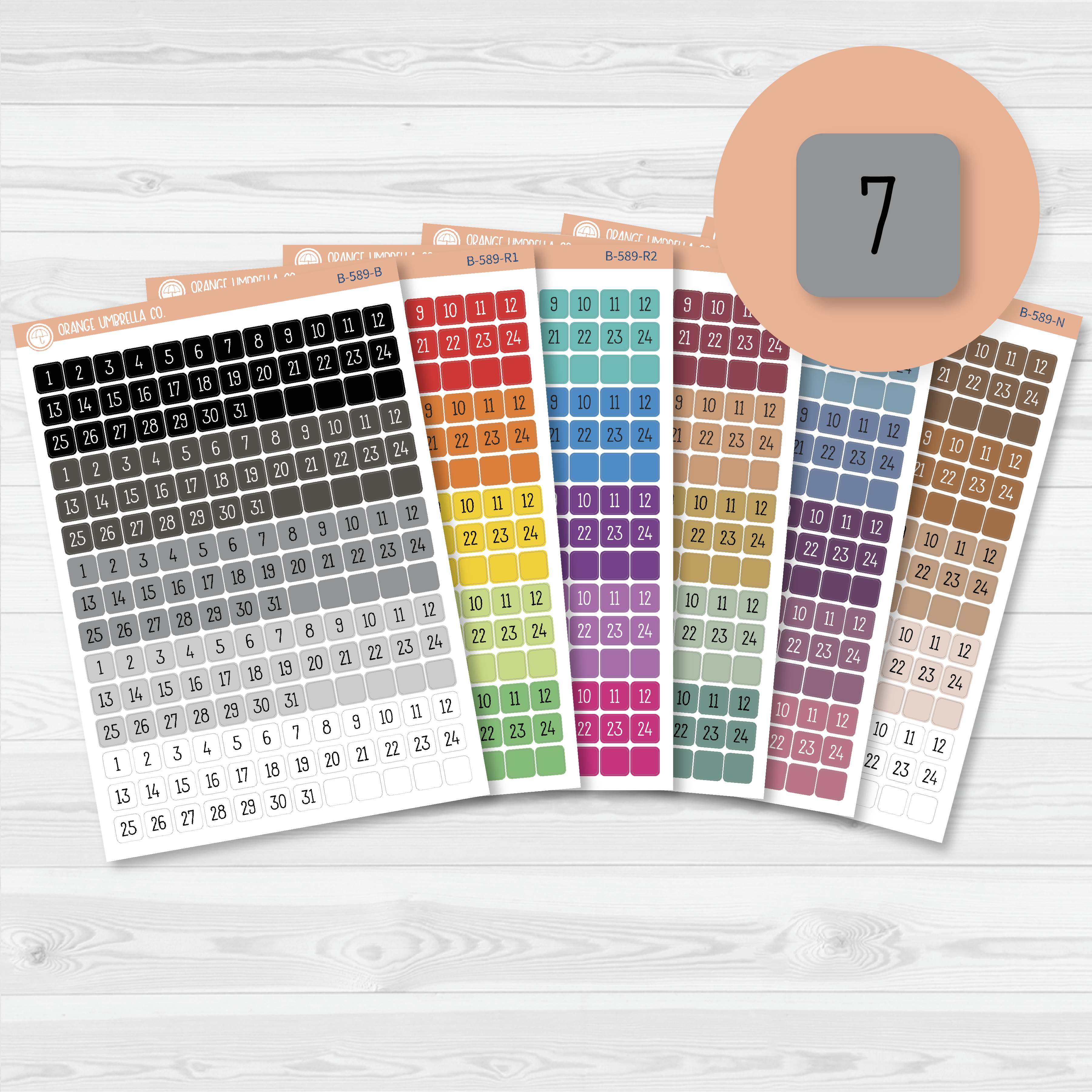 CLEARANCE | Date Dots - 5 Months Planner Stickers | Square F16 Print | B-589