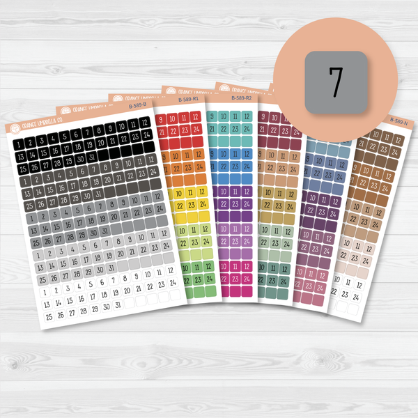 Date Dots - 5 Months Planner Stickers | Square F16 Print | B-589