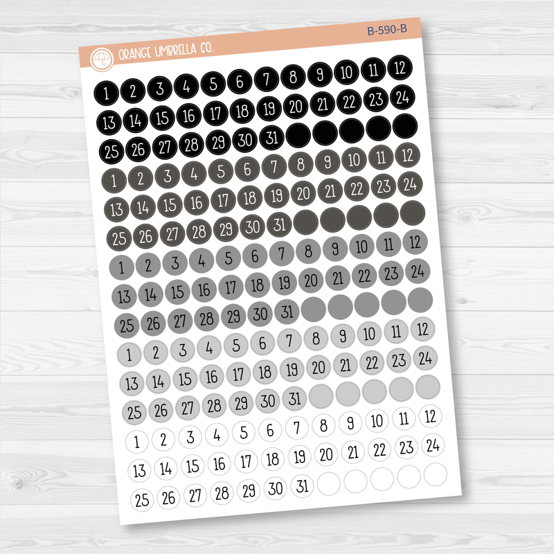 Date Dots - 5 Months Planner Stickers | Circle F16 Print | B-590