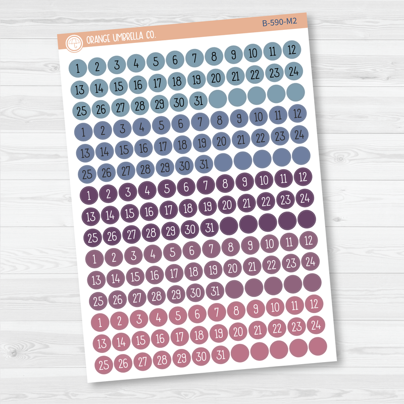 Date Dots - 5 Months Planner Stickers | Circle F16 Print | B-590