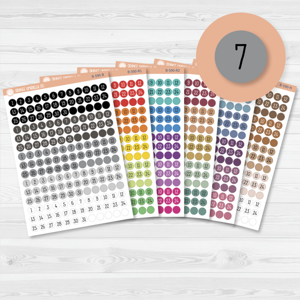Date Dots - 5 Months Planner Stickers | Circle F16 Print | B-590