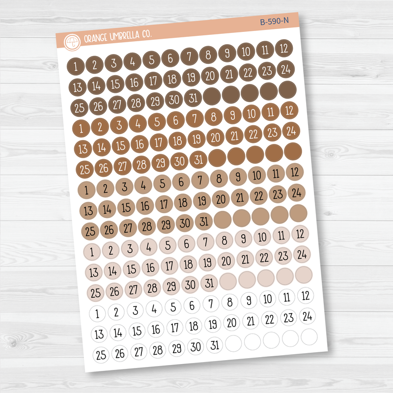 Date Dots - 5 Months Planner Stickers | Circle F16 Print | B-590